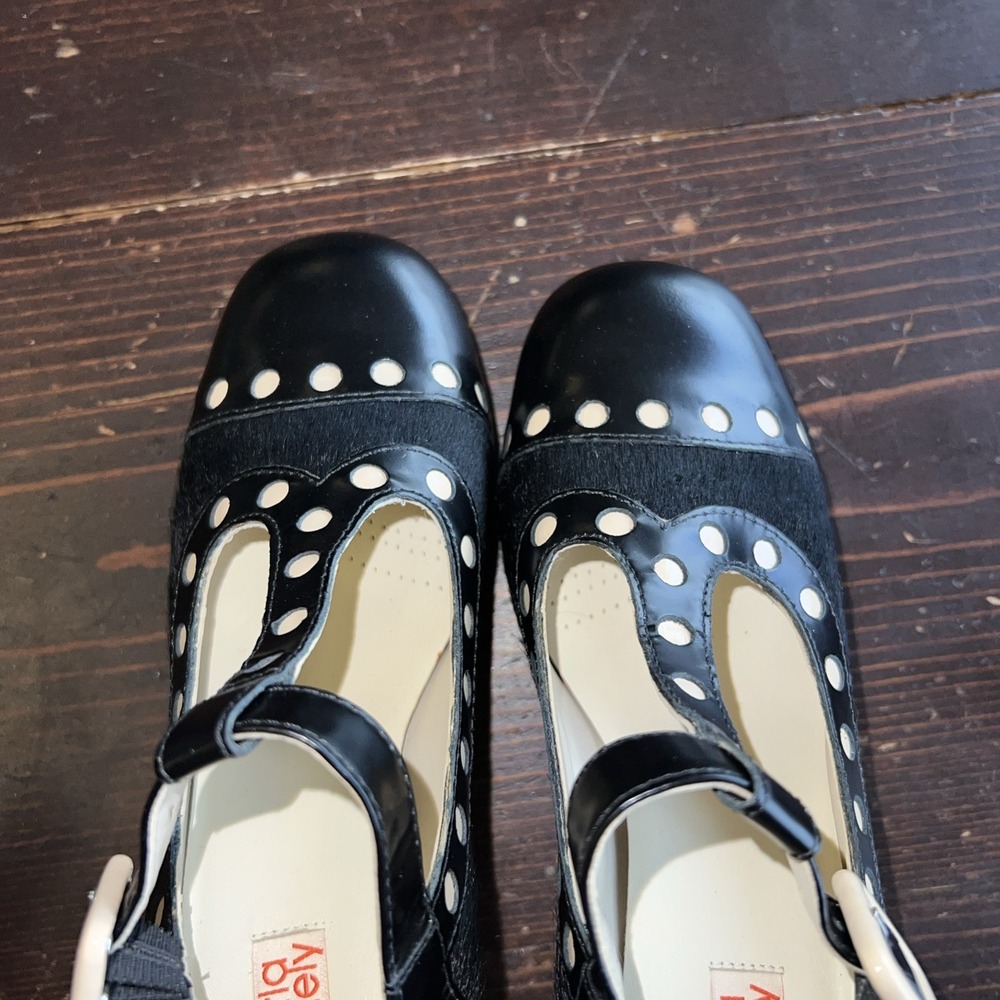 Orla Kiely X Clarks Orla Dotty Leather Mary Jane Sz7 Pinup Rockabilly Heels - Picture 6 of 8